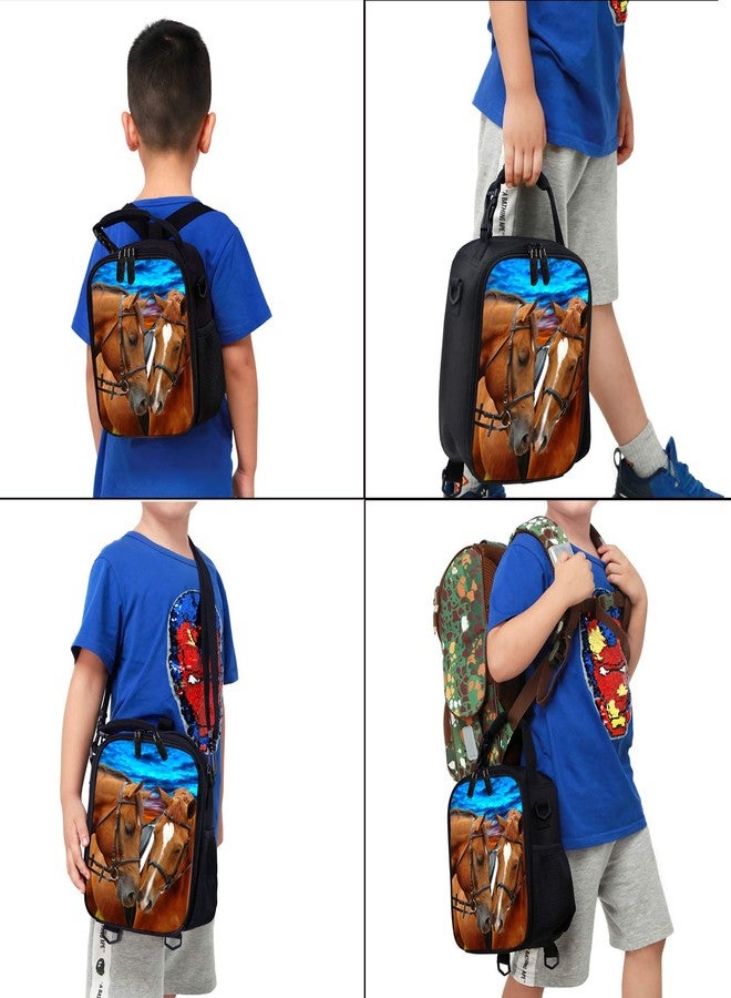 7-Mi Kids Lunch Bag Reusable 3D Design Snack Shoulder Bags with Zipper Online Insulated Thermal Girls Boys Lunch Tote Bags Cooler Box for Picnic(Horse) - Image 5
